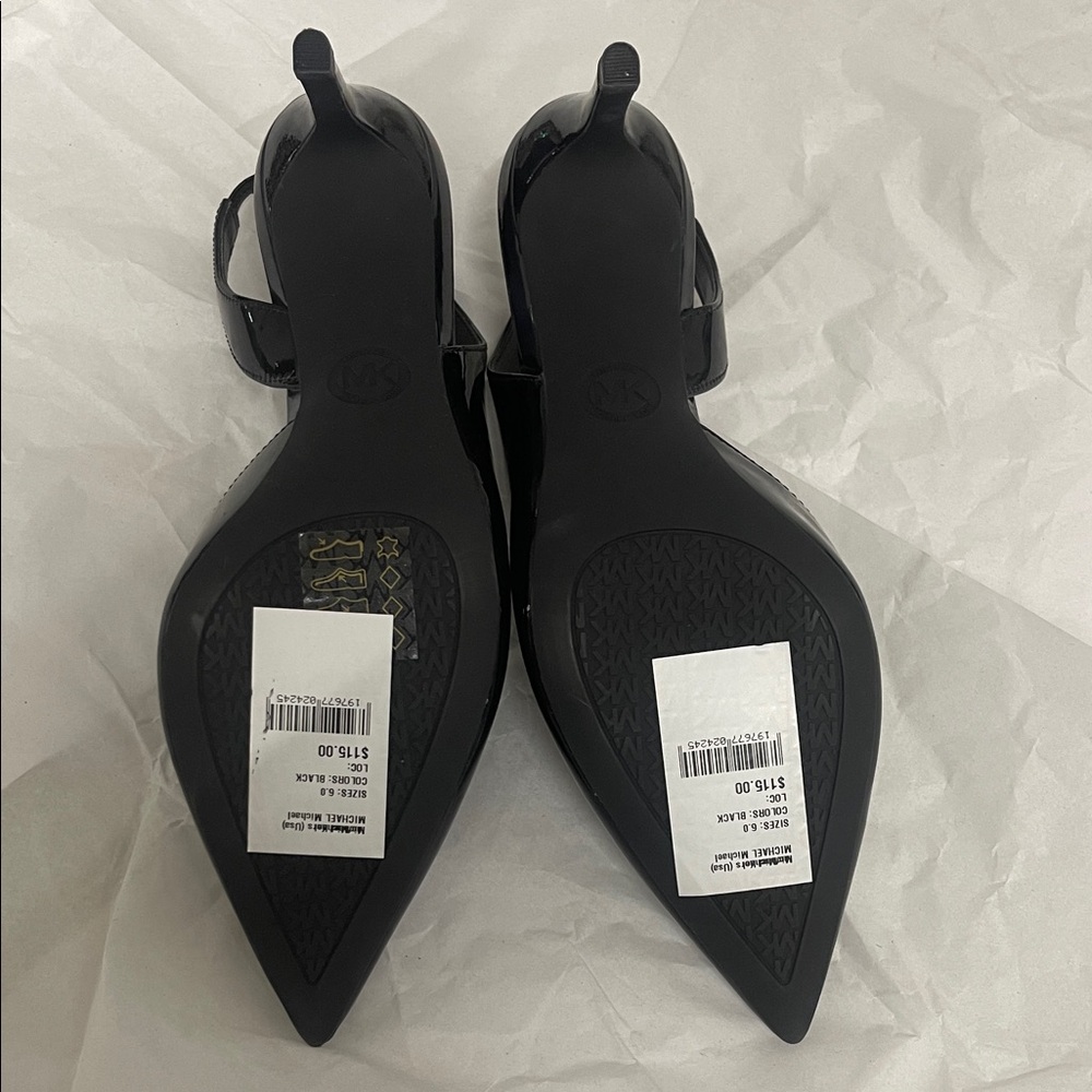 Michael Kors Glossy Black Slingback Heels 3” .size 6 .New without box.R14 - Picture 6 of 7